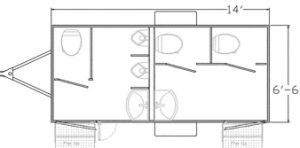 portable restroom trailer layout for rent in tampa