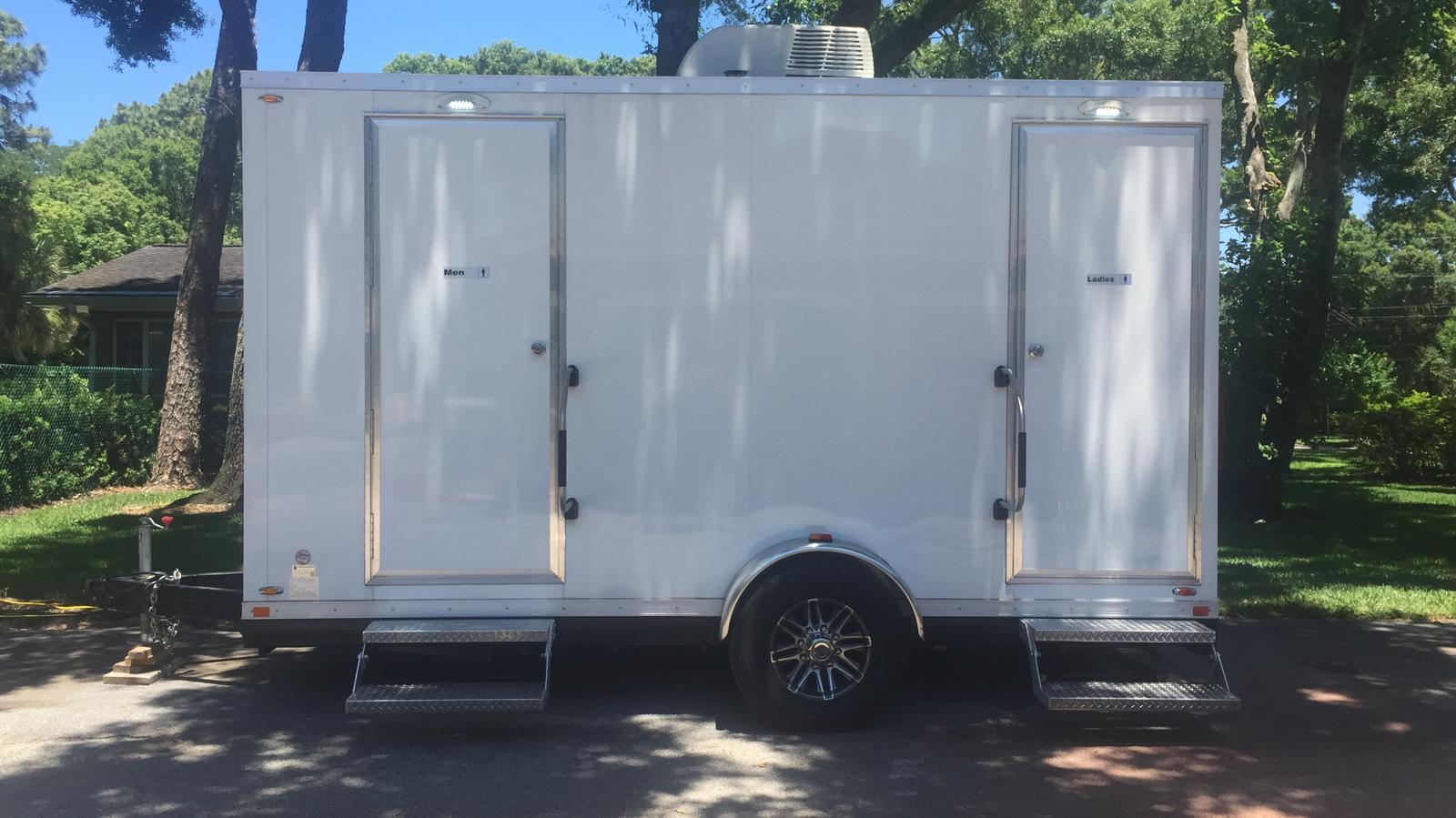Elevate your event with PCS Rental's Luxury Restroom Trailer Rental in Tampa, FL. Experience convenience and style like never before. Contact us today!